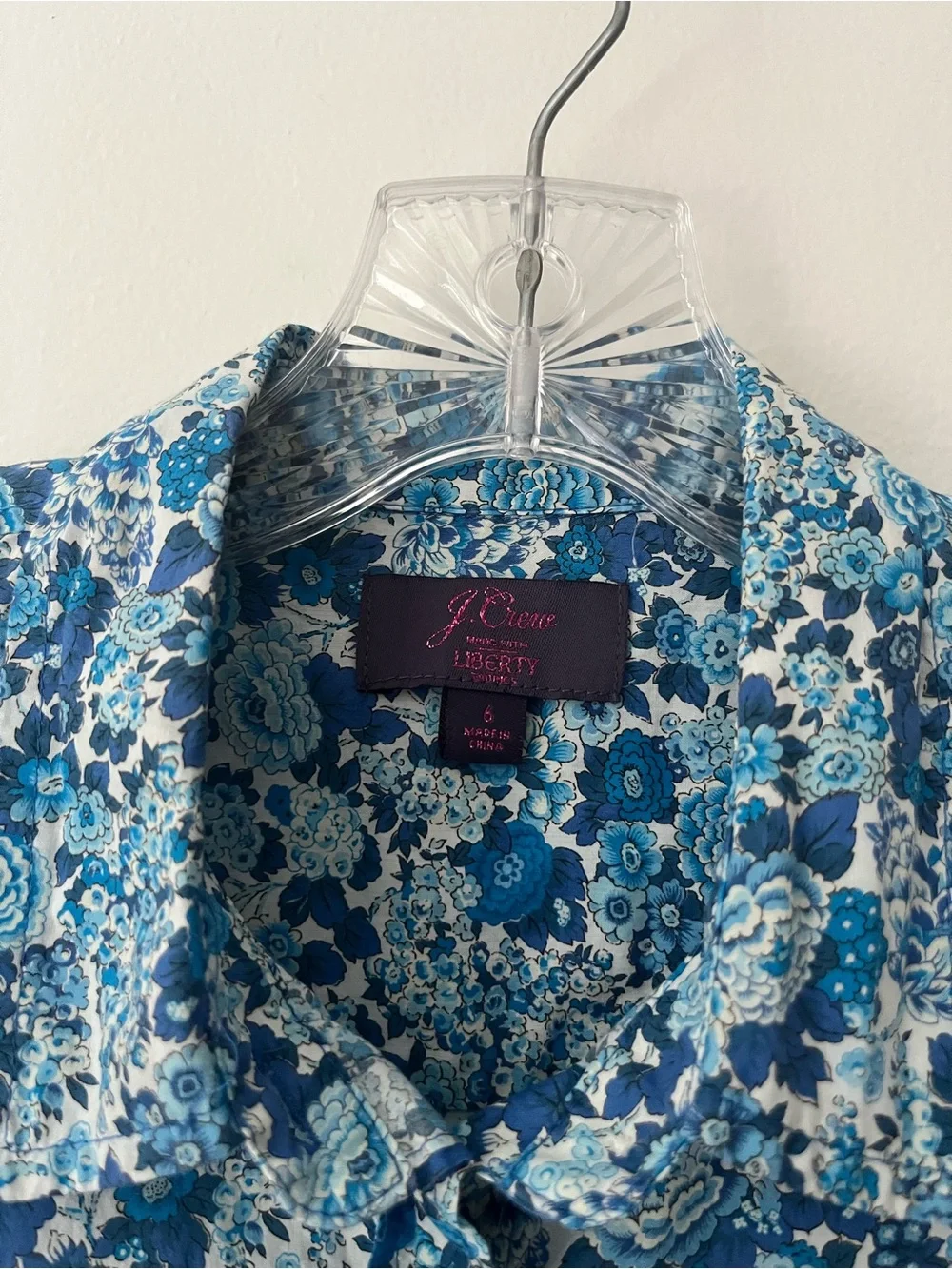 J Crew Liberty Of London Slim Perfect Shirt Elysian Day Blue Floral 6 Cotton